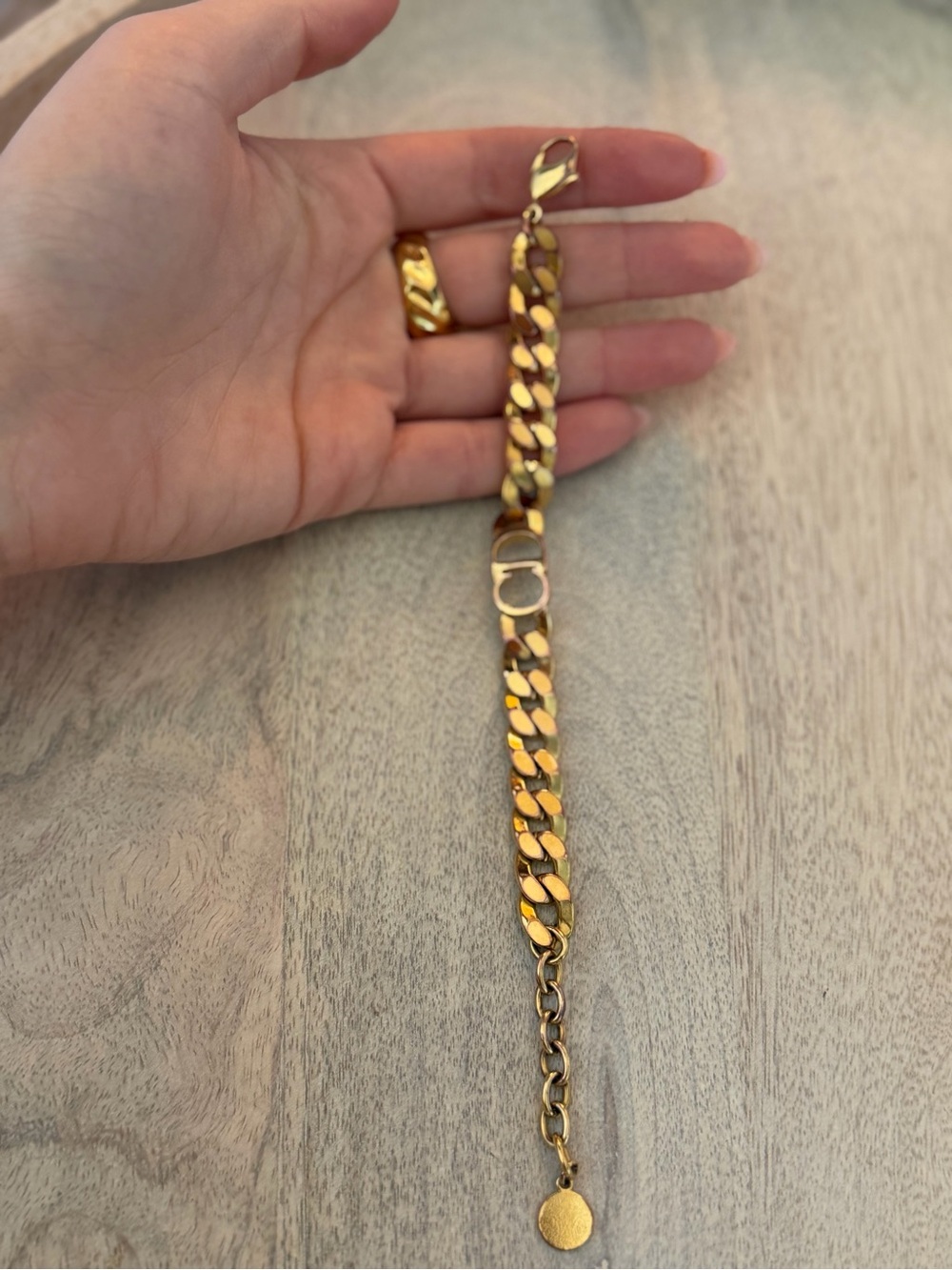 Authentic Dior CD Logo Chain Bracelet Gold Tone Danseuse Etoile - Picture 6 of 7